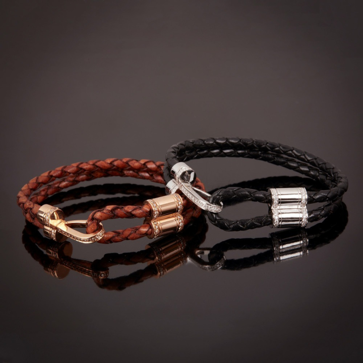 Bracciali, Bracciali in cuoio e diamanti